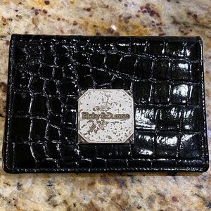 Pinky & Dianne Black Patent Leather Crocodile Card Holder